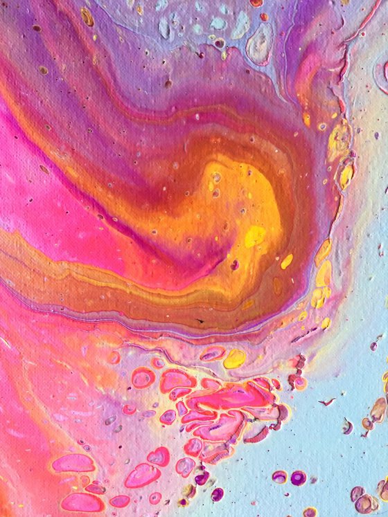 "Blowing Bubbles" - SPECIAL Valentine's Day Price + FREE USA SHIPPING - Original Abstract PMS Fluid Acrylic Painting - 16 x 20 inches