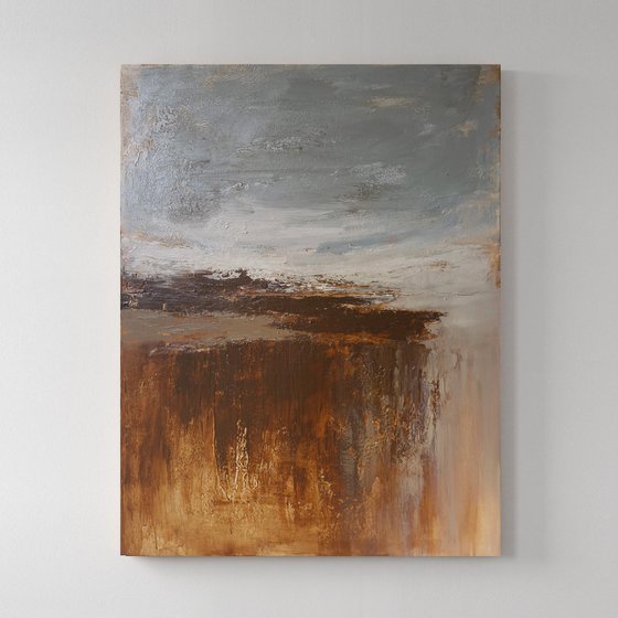 "Deeps" Abstract blue brown minimalist art