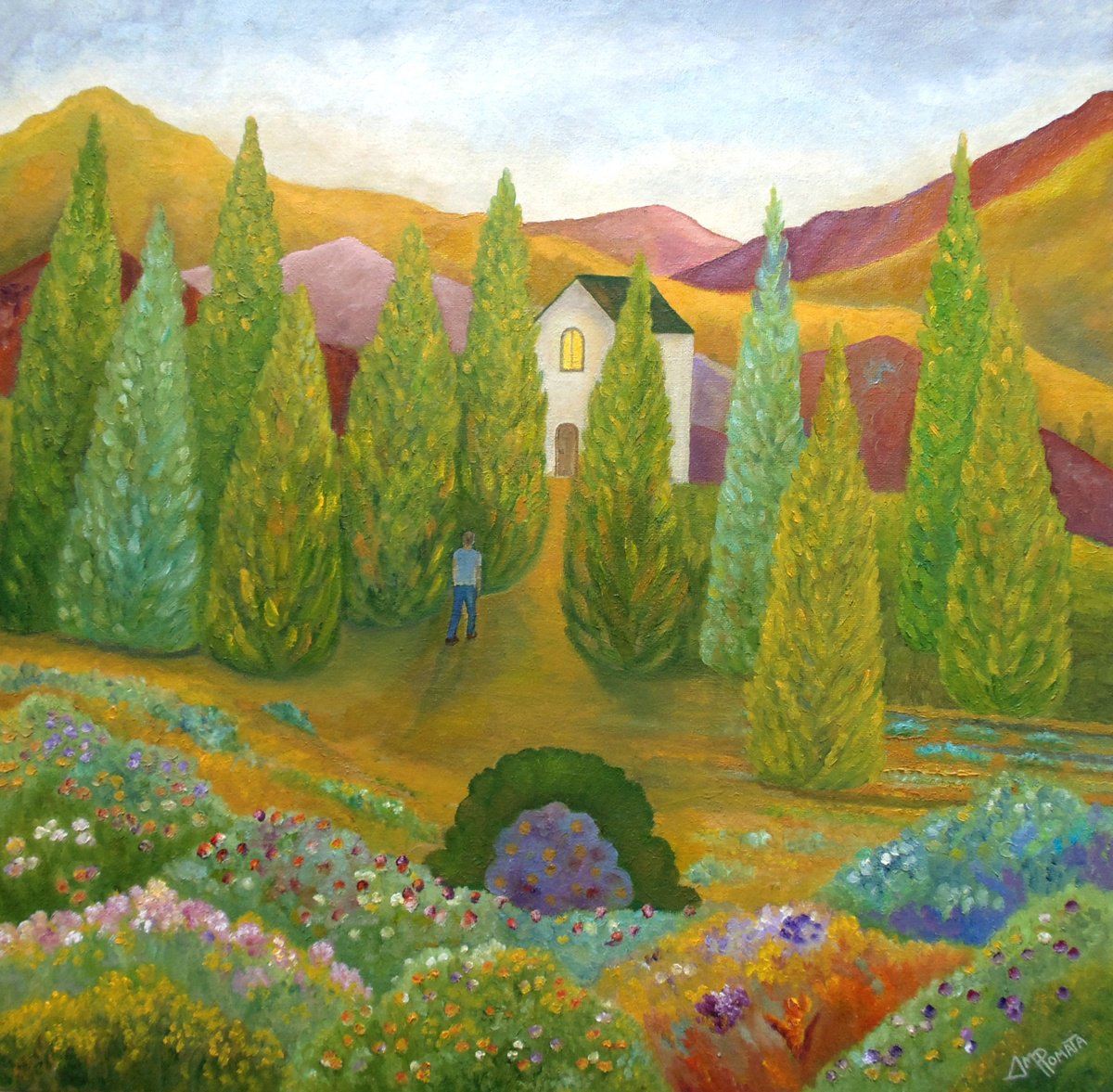 Impressionistic Landscape Oil Painting By Angeles M. Pomata, 20 X 20, Leave It All Behind, Original Artwork