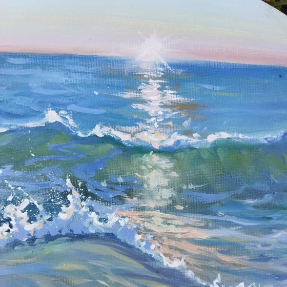 Sunlit Path on the Ocean Waves