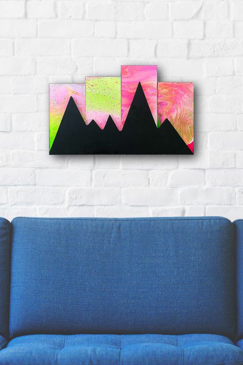 "Aurora Borealis" - FREE USA SHIPPING - Original PMS Abstract Landscape Assemblage Painting - 16" x 10" by Preston M. Smith (PMS)