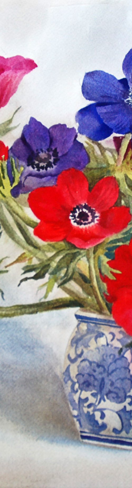 Anemones in a Chinese vase by Yulia Krasnov
