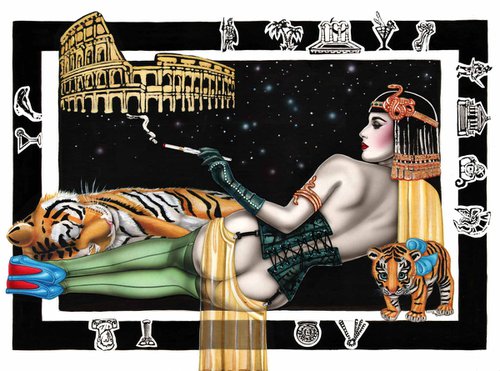 Cleopatra with lions in Rome by Sara Horwath