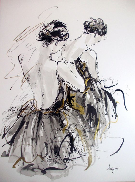 Ballerina ink drawing -Study