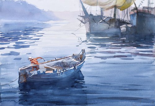 Leaving harbor by Goran Žigolić Watercolors