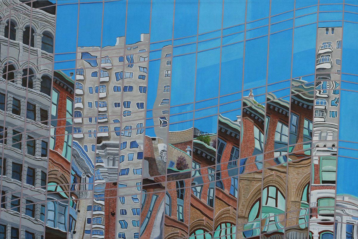 New York City Reflection Mid Town By Steven Fleit, 36 X 24, Artwork For Sale On Artfinder