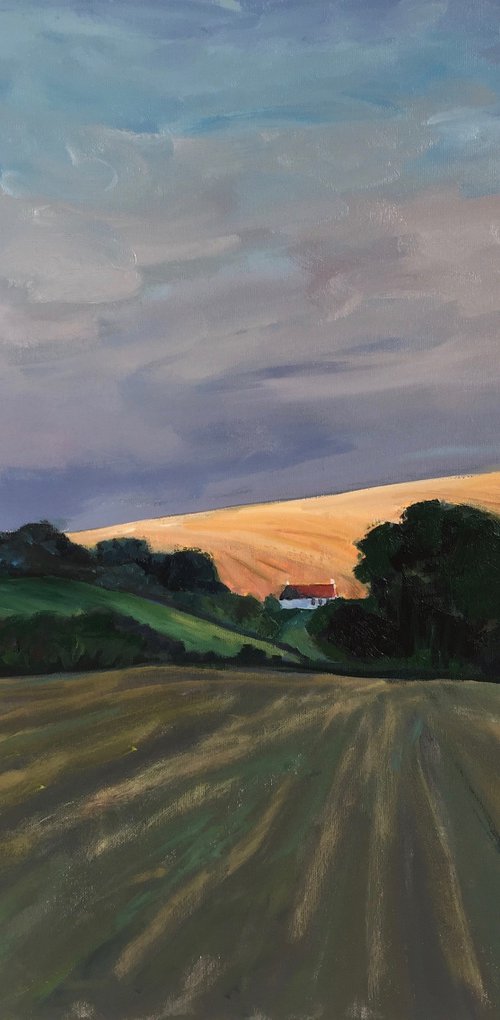 'Sunlight on a hillside, inland from Colinsburgh, Fife' by Stephen Howard Harrison