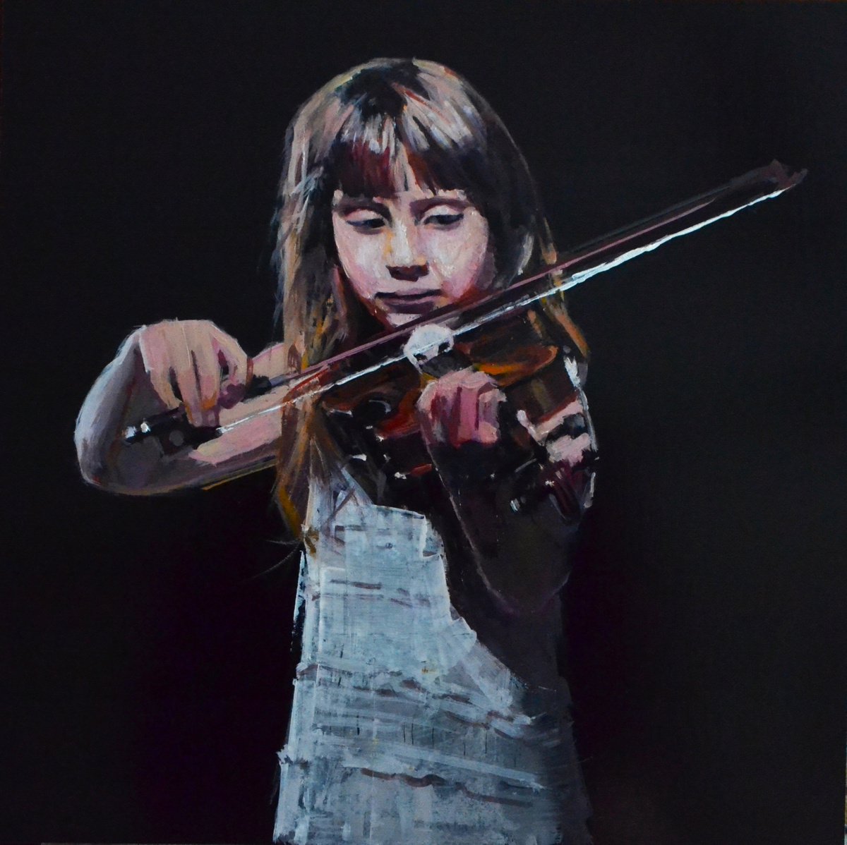 The Girl And Her Violin By Marco Ortolan, 17 X 17, Artwork For Sale On Artfinder