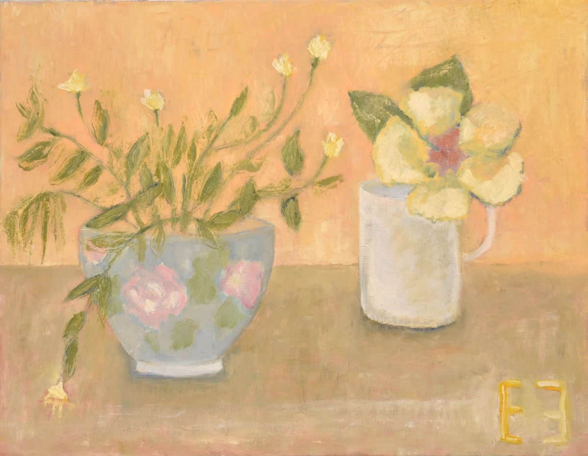 Impressionistic Still Life Oil Painting By Elena Zapassky, 18 X 14, Still Life With Hibiscus, Original Artwork