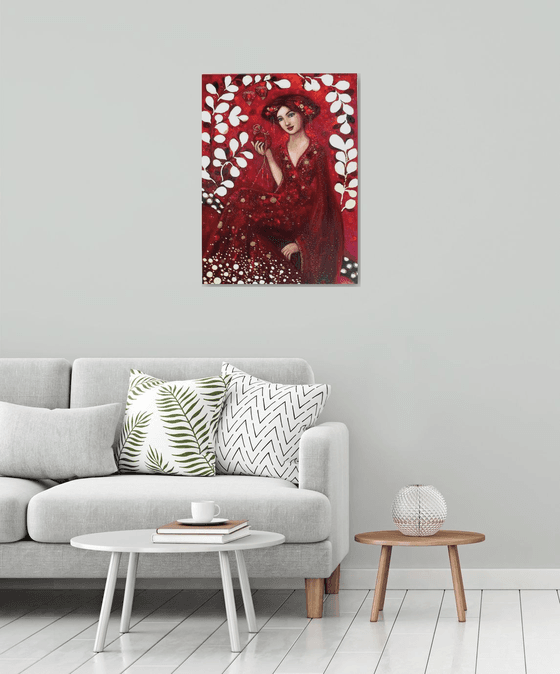 "The red Elixir"  woman portrait 60x81cm.