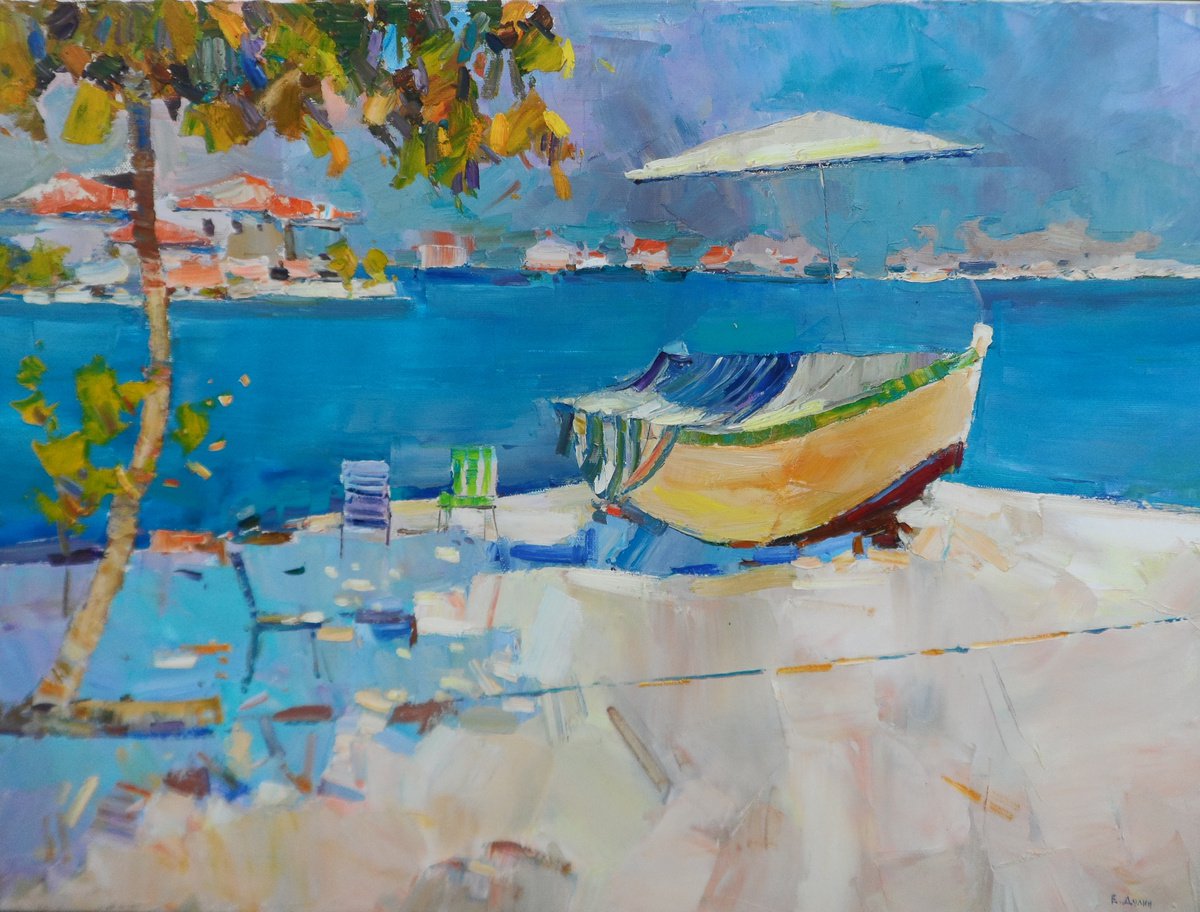 Impressionistic Landscape Oil Painting By Yehor Dulin, 31 X 24", Noon, Original Artwork