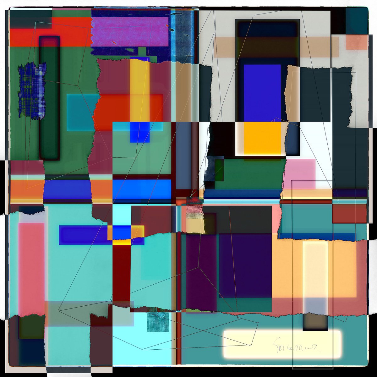 Expressive Abstract C-Type Print By Geert Lemmers Fpa, 31 X 31, Groundplan 3_Ii, Original Artwork