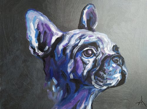 Bulldog - dog, animals, oil painting, french bulldog oil painting, pet, pet oil painting, gift, animals art by Anastasia Kozorez