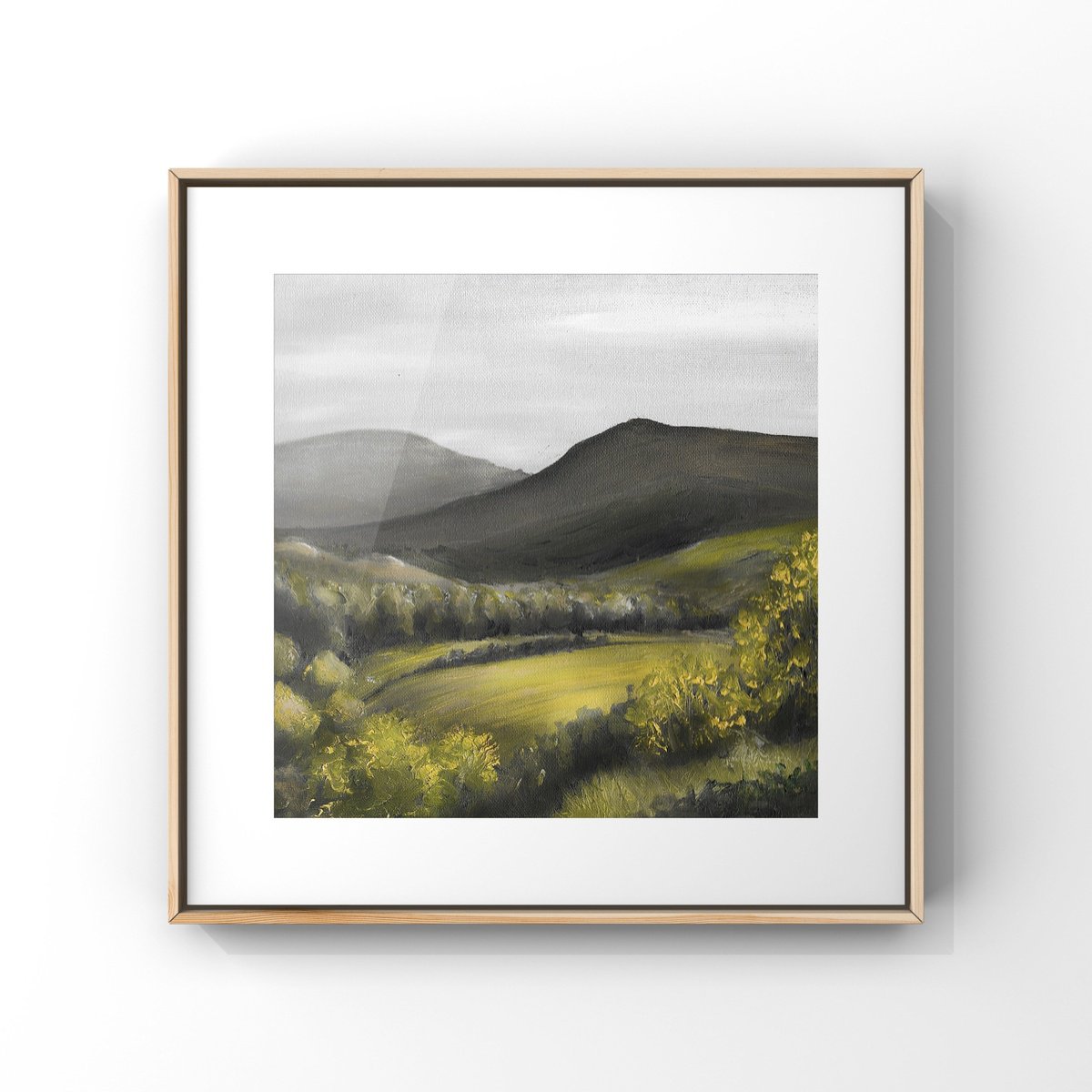 Expressive Landscape Oil Painting By Gozde Temiz Istanbul, 12 X 12, Landscape - Hills - C01, Original Artwork