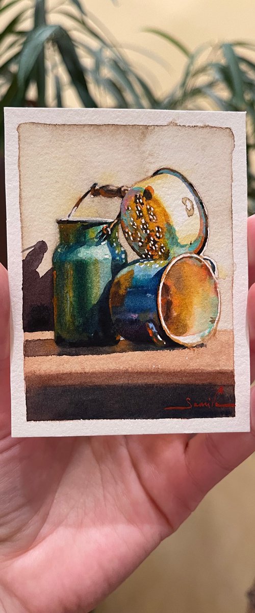Old dishes - ACEO (Art Cards Editions and Originals) by Samira Yanushkova