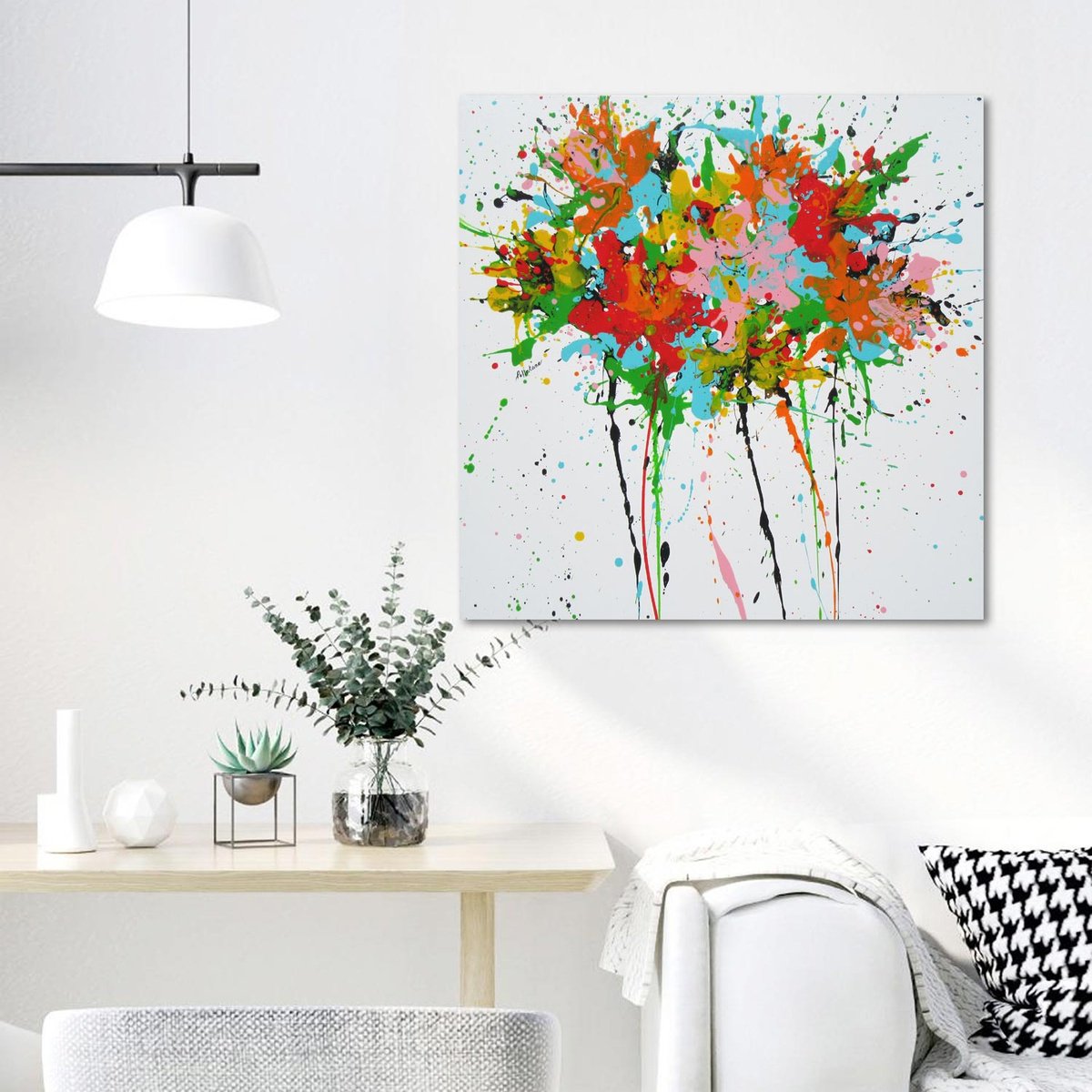 Urban And Pop Acrylic Painting , White Posy 3 By Isabelle Pelletane, 20 X 20, Artwork For Sale On Artfinder