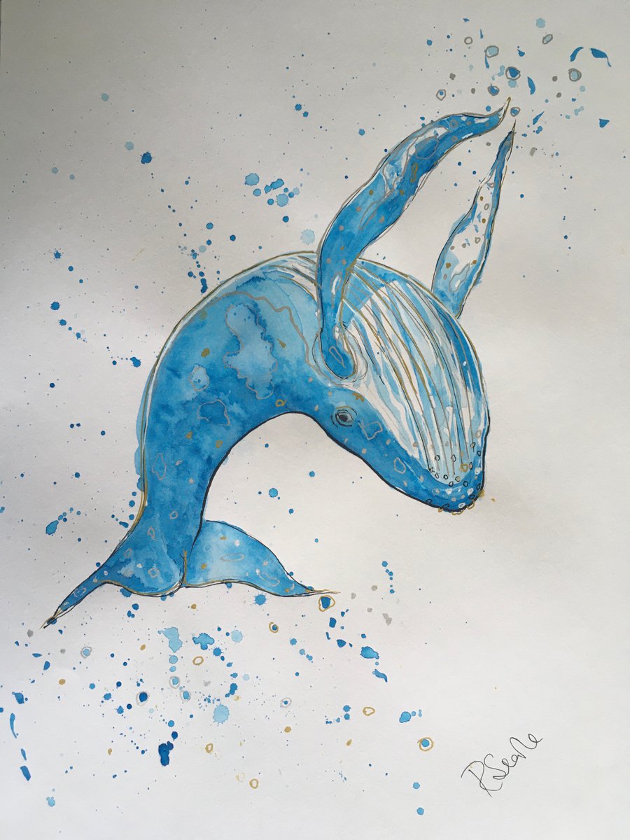 Breaching whale Watercolour by Ruth Searle | Artfinder