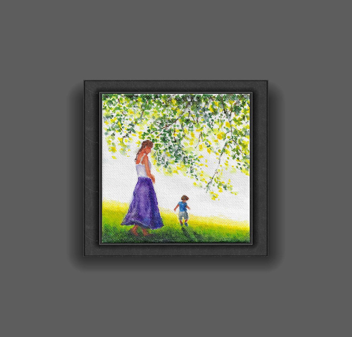 Mother and child#2-Original Miniature by Jing Tian