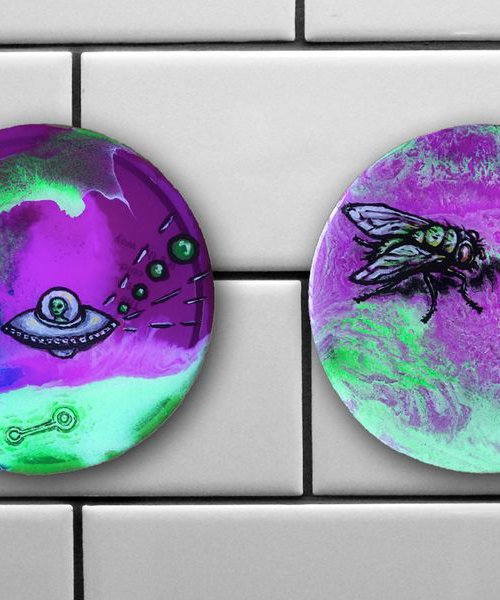"Tondo Series" - Original PMS Acrylic And Resin Diptych Paintings - 8" x 4" by Preston M. Smith (PMS)
