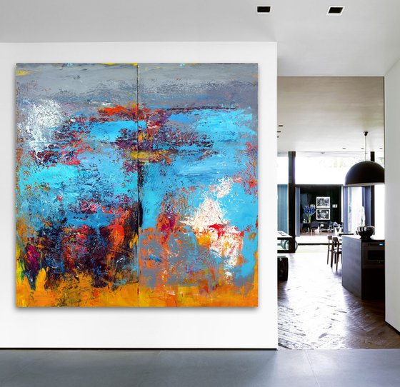 EXTRA LARGE DIPTYCH 200X200 "Love Song"