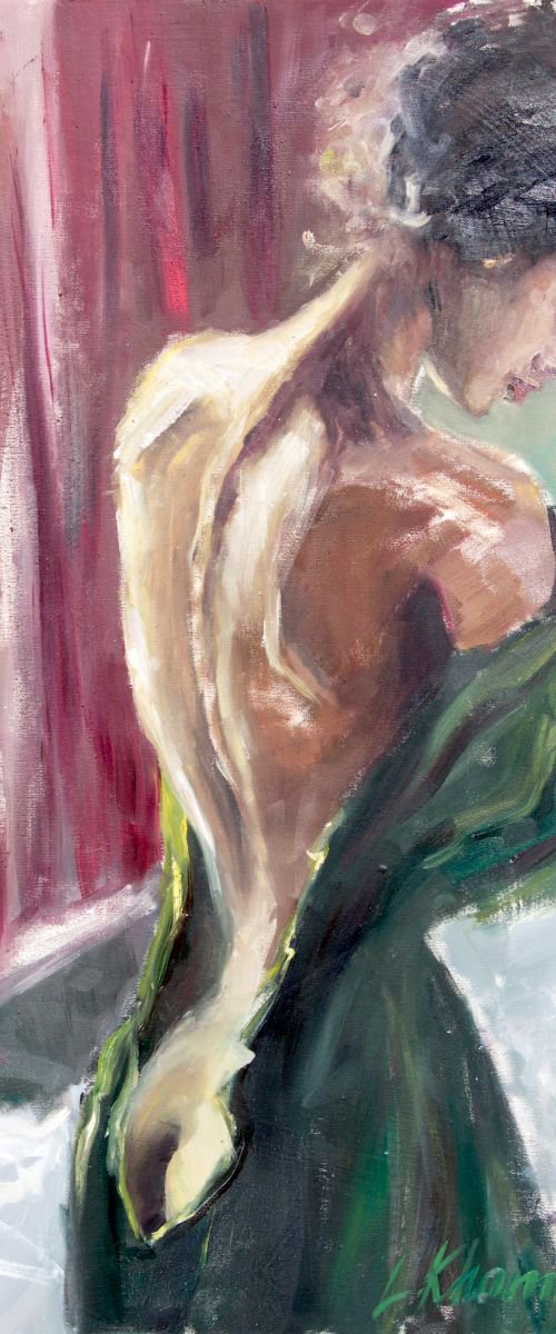 Relax Minutes, Nude Painting, Naked model, Realistic Nude Art, Impression Nude painting by Leo Khomich