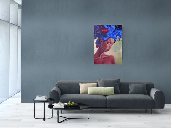 Acrylic woman portrait 90x60 cm