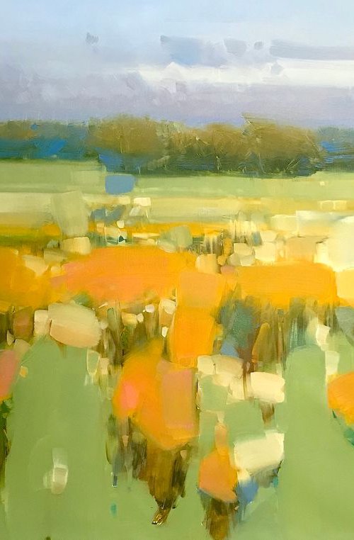 Meadow, Landscape oil painting, Handmade artwork, Large Size by Vahe Yeremyan