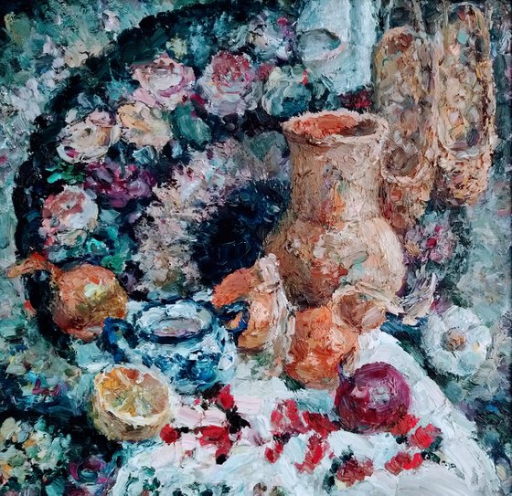 Still life with Pavlovo-Posad shawl " Prayer"