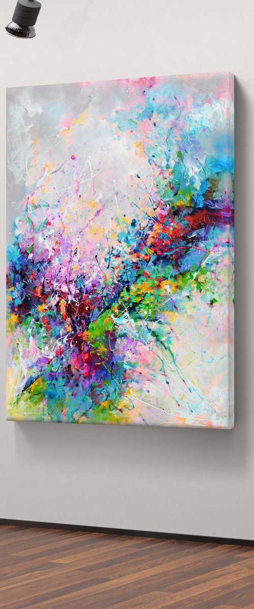 Waterfowl Flight - Colorful Dreamy Abstract by Soos Roxana Gabriela