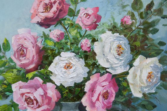 Roses in a vase.