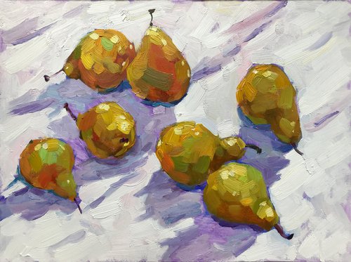 Pears on white by Yuliia Pastukhova