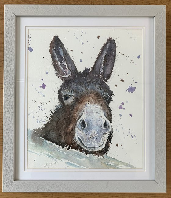 Watercolour Donkey Framed