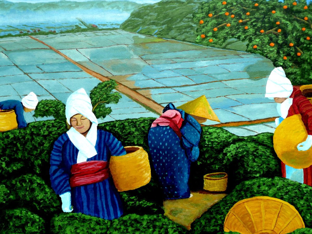 Picking Green Tea by Dunphy Fine Art