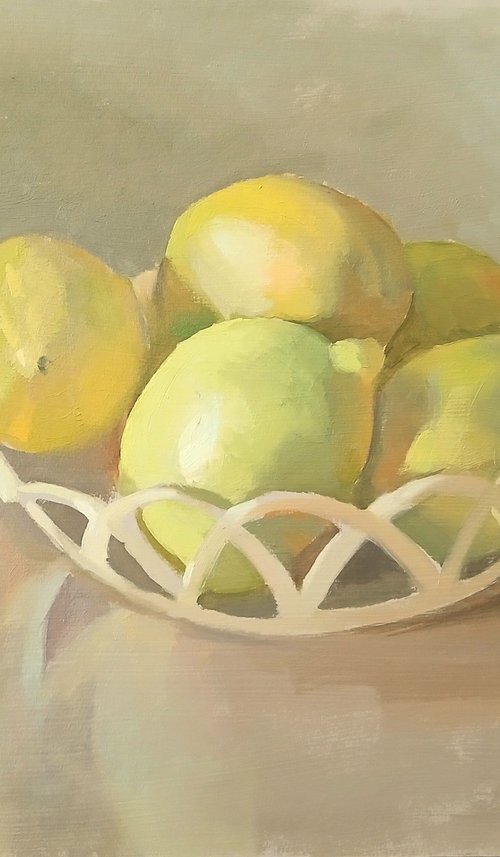 Lemons in a Straw Bowl by Vasyl Koval