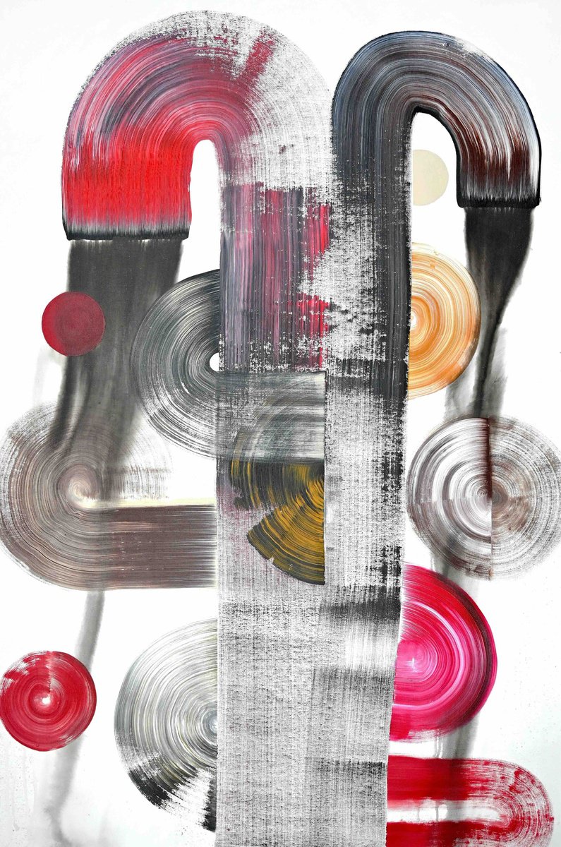 Abstract Acrylic Painting By Sumit Mehndiratta, 36 X 53", Retrometric, Original Artwork