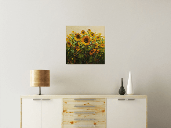 Sunflowers  Impasto Oil painting