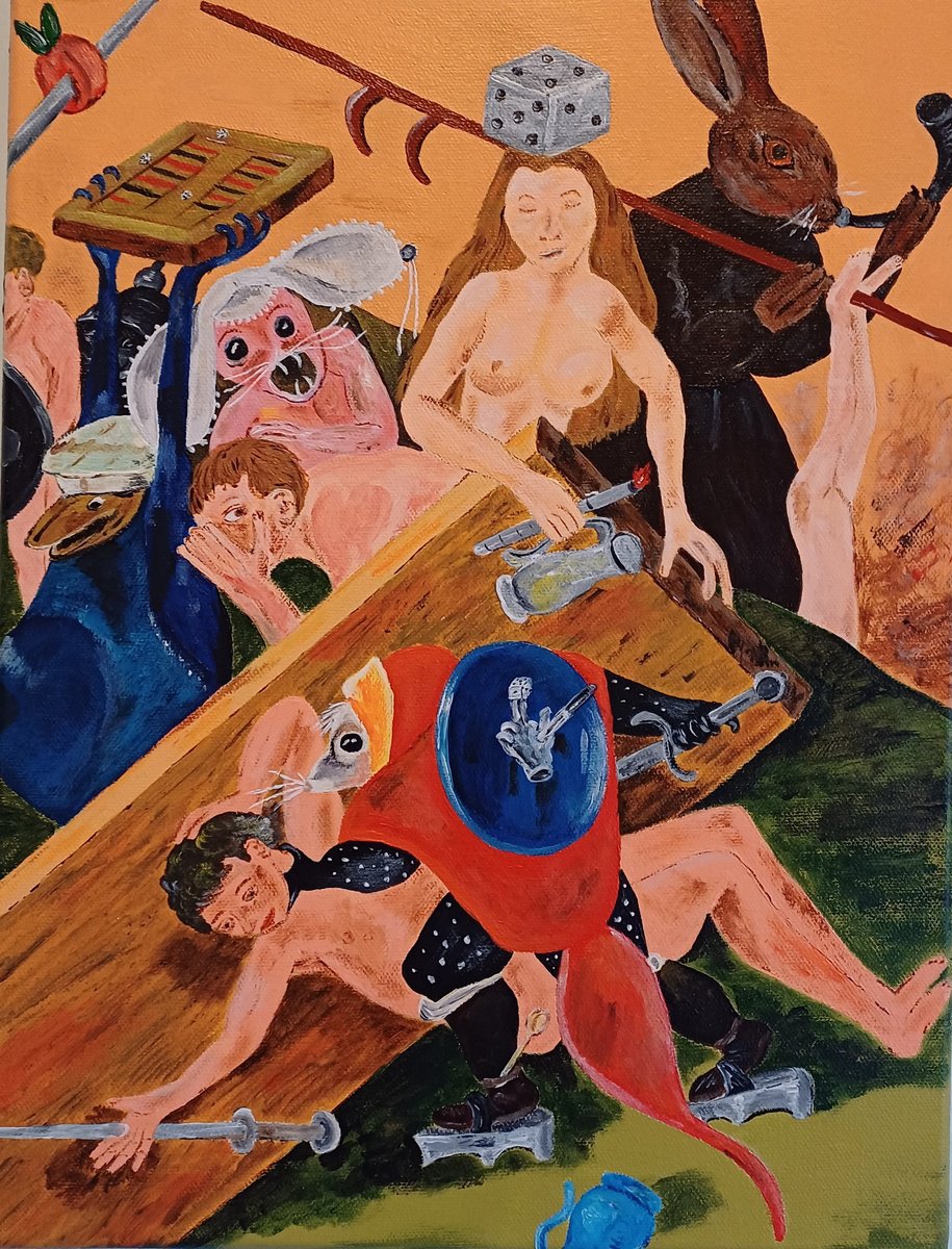 Portrait Acrylic Painting By Corinne Hamer, 12 X 16, The Lady And The Hare, Original Artwork