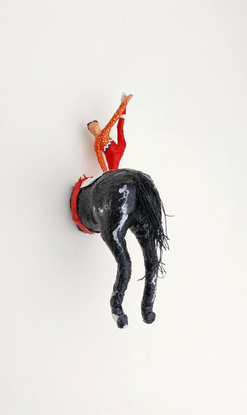 Trick Horse Riding II Paper Sculpture by Shweta  Mahajan