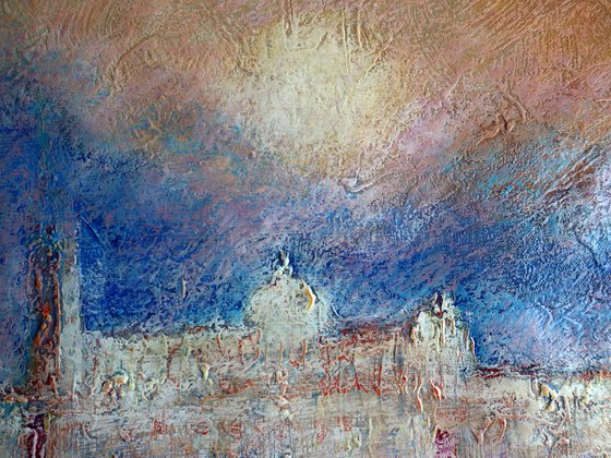 Venetian Golden Gondolas: linen, oil