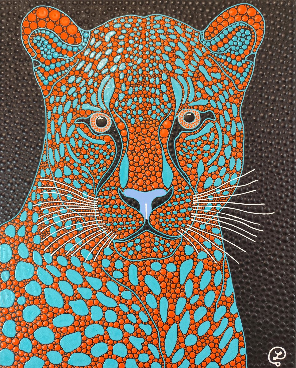 Expressive Animal Acrylic Painting By Oxana Lazari, 16 X 20", Wild Spirit, Original Artwork