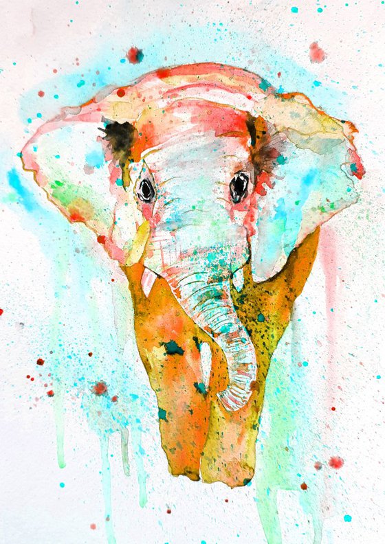 Elephant, watercolor