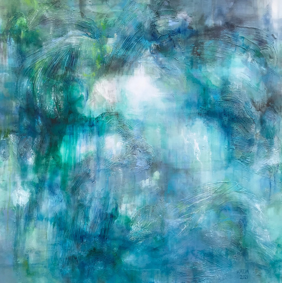 Organic Abstract Painting By Katja Wittmer, 31 X 31", Lush Vii, Original Artwork