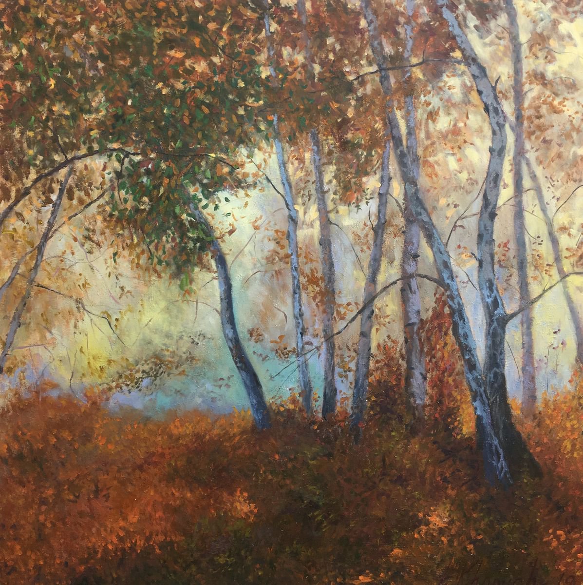 Autumn Forest, Autumn Landscape Art, Realistic Artwork by Leo Khomich