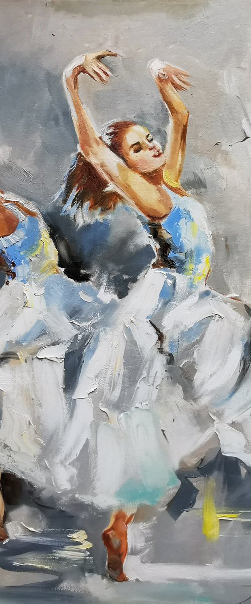 Ballerinas oil painting, Ballet dancers canvas art by Annet Loginova