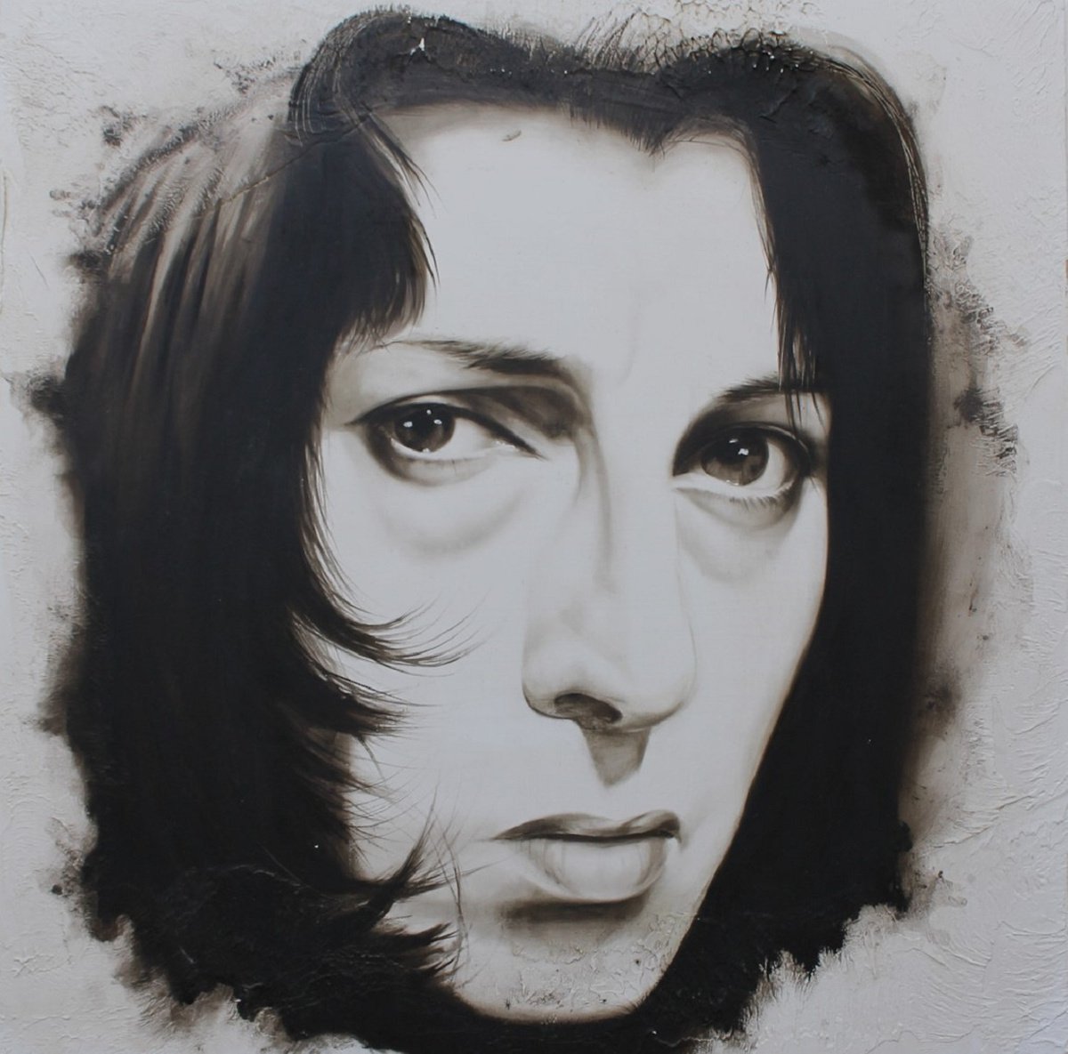 Portrait Oil Painting By Nicoletta Bagatti, 20 X 20", Anna Ritratto Di Anna Magnani Cm 50X50, Original Artwork