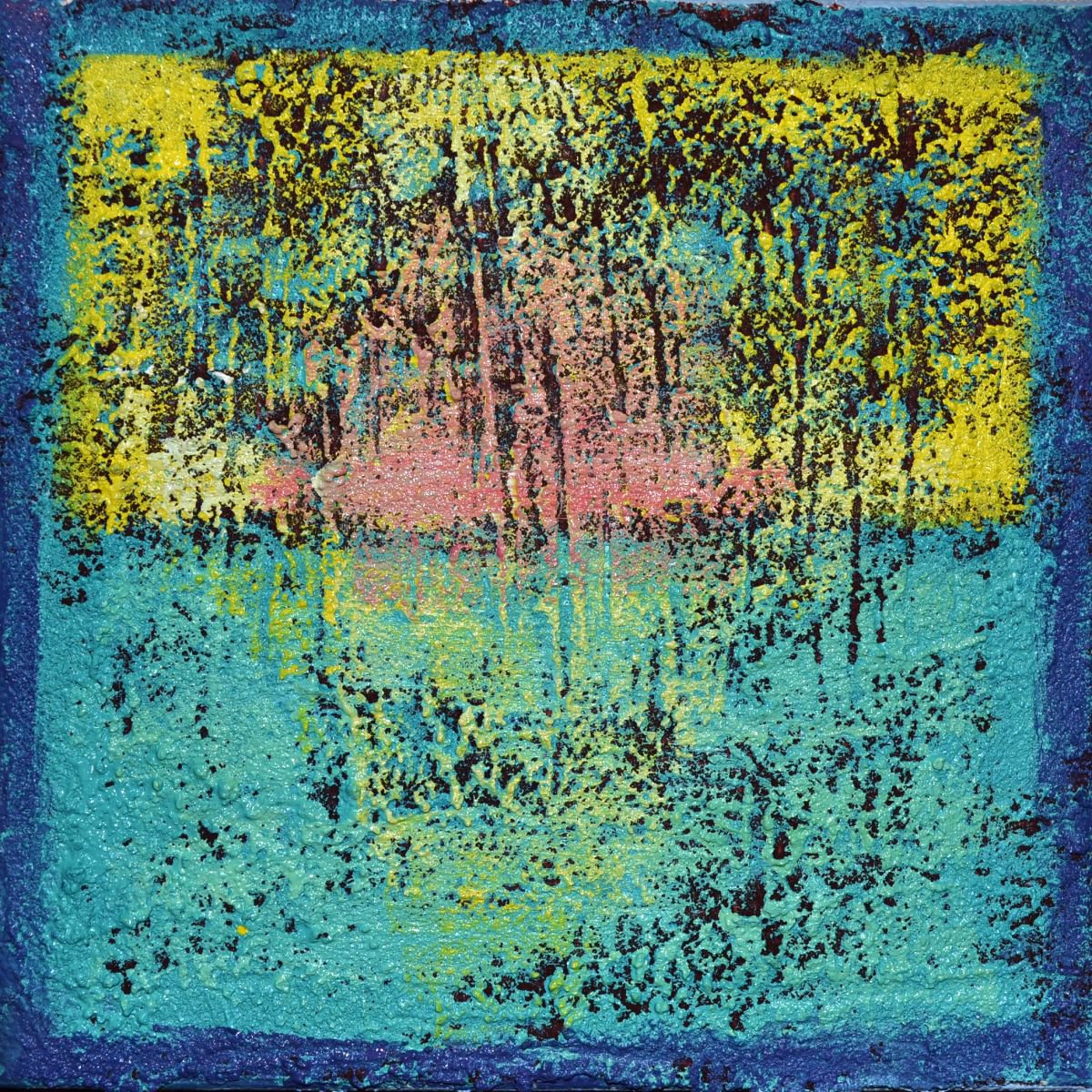 Abstract Acrylic Painting By Zhana Viel, 6 X 6", Symphony No Iv, Original Artwork