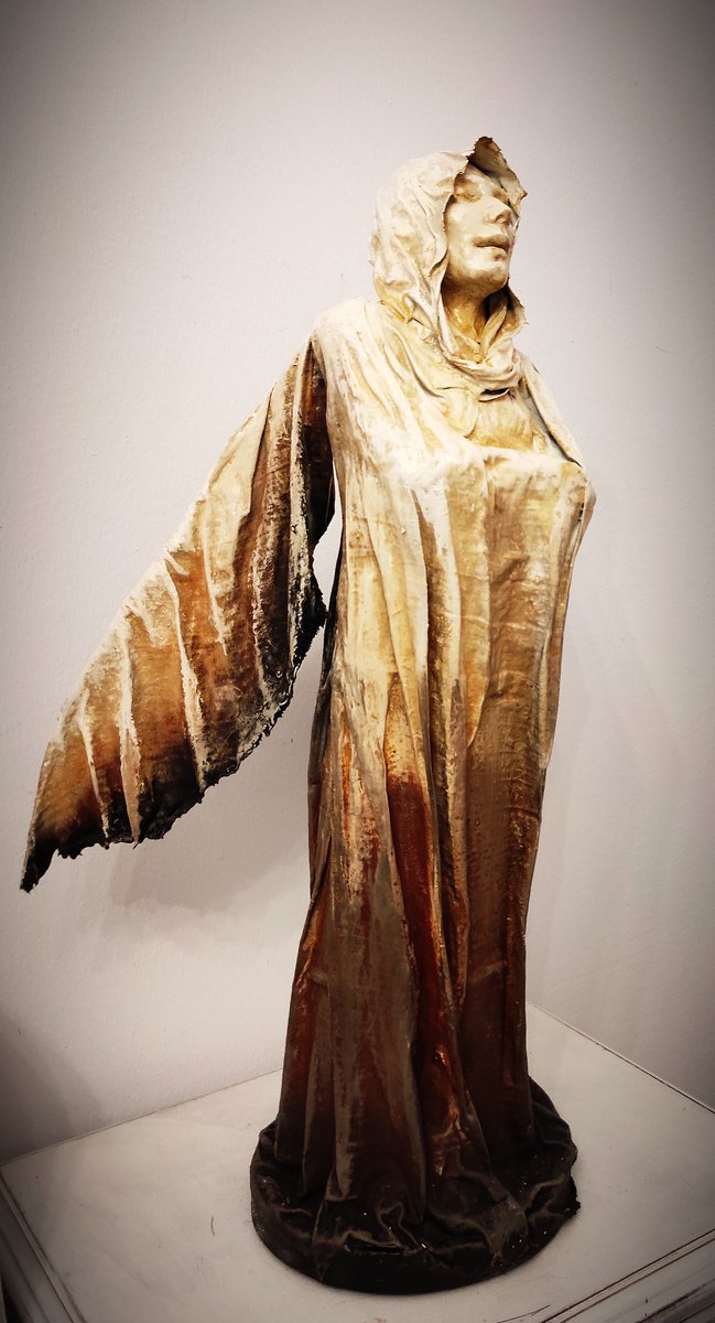 Expressive Clay Sculpture , Guardian Angel By Elena Kraft, 15 X 27, Artwork For Sale On Artfinder