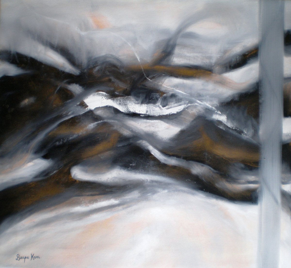 Surrealistic Abstract Oil Painting By Deepa Kern, 33 X 30, Through The Eyes Of An Eagle, Original Artwork