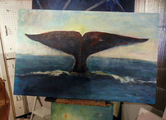 Blue Whale Tail - 48x30