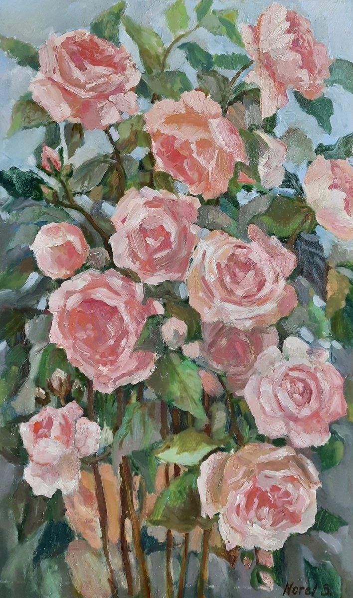 ROSE BUSH- ORIGINAL OIL PAINTING (2021) by Svetlana Norel